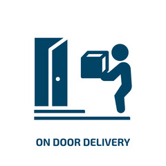 on door delivery vector icon. on door delivery, delivery, service filled icons from flat lineal logistic concept. Isolated black glyph icon, vector illustration symbol element for web design and