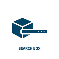 search box vector icon. search box, box, search filled icons from flat logistic delivery instructions concept. Isolated black glyph icon, vector illustration symbol element for web design and mobile