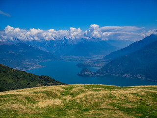 View of Lake Como and Valtellina from Bregnano mountain