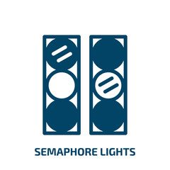 Fototapeta premium semaphore lights vector icon. semaphore lights, road, traffic filled icons from flat signals set concept. Isolated black glyph icon, vector illustration symbol element for web design and mobile apps