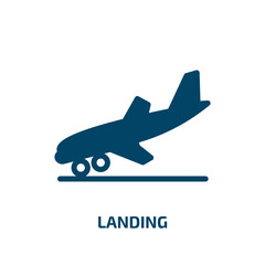 landing vector icon. landing, business, technology filled icons from flat airport concept. Isolated black glyph icon, vector illustration symbol element for web design and mobile apps