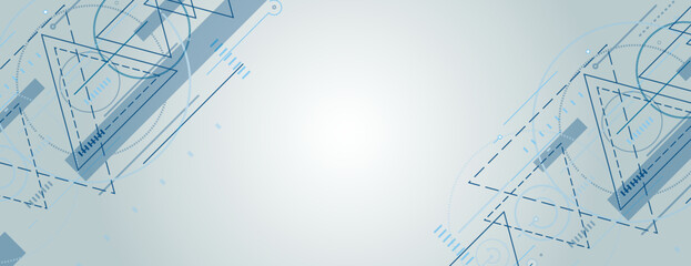 Abstract banner background with triangles and lines. Technology connect vector design. Dynamic motion