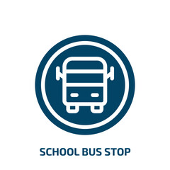 school bus stop vector icon. school bus stop, bus, road filled icons from flat indications concept. Isolated black glyph icon, vector illustration symbol element for web design and mobile apps