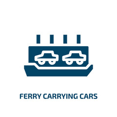 ferry carrying cars vector icon. ferry carrying cars, traffic, route filled icons from flat indications concept. Isolated black glyph icon, vector illustration symbol element for web design and mobile