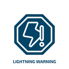 lightning warning vector icon. lightning warning, warning, lightning filled icons from flat universal warning signals concept. Isolated black glyph icon, vector illustration symbol element for web