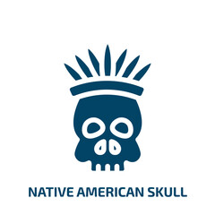 native american skull vector icon. native american skull, american, native filled icons from flat american indigenous signals concept. Isolated black glyph icon, vector illustration symbol element for
