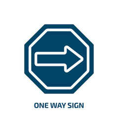 Obraz premium one way sign vector icon. one way sign, road, street filled icons from flat universal warning signals concept. Isolated black glyph icon, vector illustration symbol element for web design and mobile
