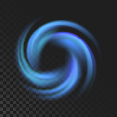 Air flow spiral light effect. The concept of wind or water flow for freshening or cleaning. Vector illustration