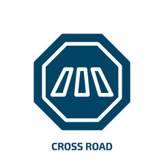 cross road vector icon. cross road, road, cross filled icons from flat traffic signs concept. Isolated black glyph icon, vector illustration symbol element for web design and mobile apps