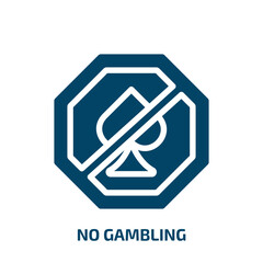 no gambling vector icon. no gambling, gambling, poker filled icons from flat signal and prohibitions concept. Isolated black glyph icon, vector illustration symbol element for web design and mobile