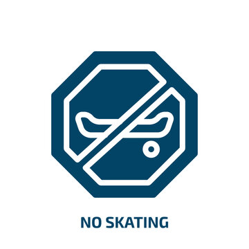 no skating vector icon. no skating, skateboard, skate filled icons from flat signal and prohibitions concept. Isolated black glyph icon, vector illustration symbol element for web design and mobile