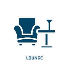 lounge vector icon. lounge, chair, travel filled icons from flat hotel concept. Isolated black glyph icon, vector illustration symbol element for web design and mobile apps