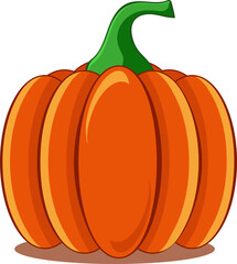 Pumpkin on a white background in cartoon style. Vector illustration