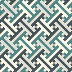 Seamless Sayagata pattern. Repeated interlocking keys background. Classic Oriental ornament. Traditional window tracery image. Ancient ethnic mosaic motif. Digital paper for textile print. Vector work