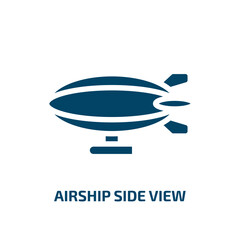 airship side view vector icon. airship side view, airship, transport filled icons from flat transporters concept. Isolated black glyph icon, vector illustration symbol element for web design and