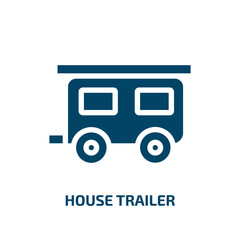 house trailer vector icon. house trailer, house, vehicle filled icons from flat travel concept. Isolated black glyph icon, vector illustration symbol element for web design and mobile apps