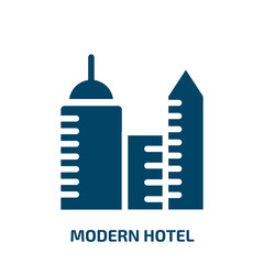 modern hotel vector icon. modern hotel, house, hotel filled icons from flat holidays concept. Isolated black glyph icon, vector illustration symbol element for web design and mobile apps