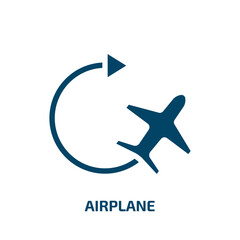airplane silhouette with arrows circle vector icon. airplane silhouette with arrows circle, arrow, circle filled icons from flat airport concept. Isolated black glyph icon, vector illustration symbol