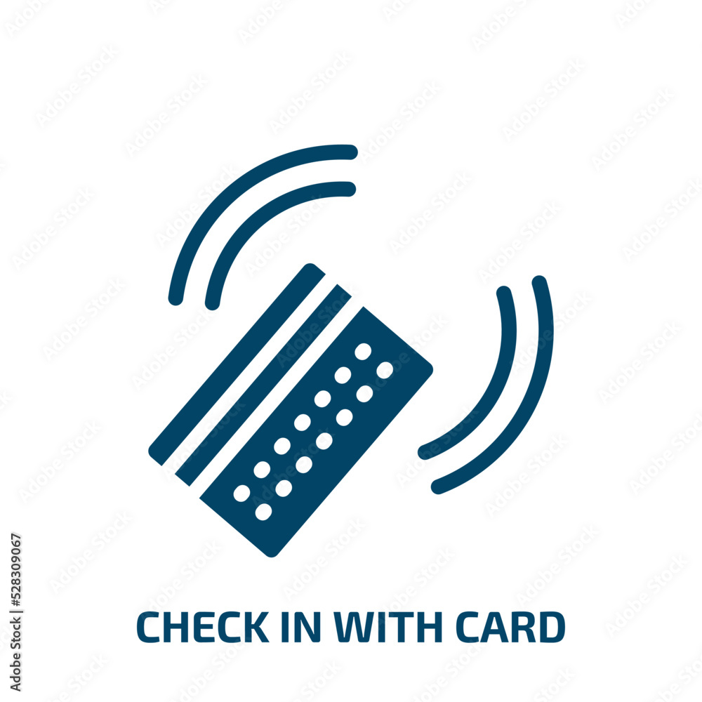 Poster check in with card vector icon. check in with card, check, card filled icons from flat in the fronti
