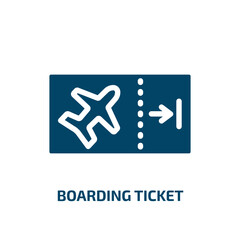 Obraz premium boarding ticket vector icon. boarding ticket, vacation, ticket filled icons from flat in the frontier concept. Isolated black glyph icon, vector illustration symbol element for web design and mobile