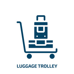 luggage trolley vector icon. luggage trolley, luggage, travel filled icons from flat in the airport concept. Isolated black glyph icon, vector illustration symbol element for web design and mobile