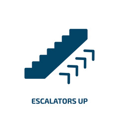 escalators up vector icon. escalators up, up, staircase filled icons from flat in the airport concept. Isolated black glyph icon, vector illustration symbol element for web design and mobile apps