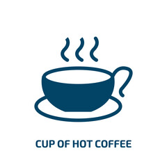 cup of hot coffee vector icon. cup of hot coffee, drink, breakfast filled icons from flat in the airport concept. Isolated black glyph icon, vector illustration symbol element for web design and