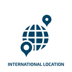 international location vector icon. international location, international, location filled icons from flat in the airport concept. Isolated black glyph icon, vector illustration symbol element for web