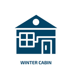 winter cabin vector icon. winter cabin, cabin, hut filled icons from flat winter concept. Isolated black glyph icon, vector illustration symbol element for web design and mobile apps