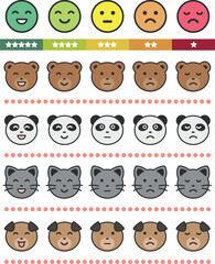 5段階評価で満足度を表す動物の顔マーク