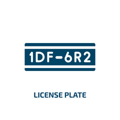 license plate vector icon. license plate, plate, license filled icons from flat motor show concept. Isolated black glyph icon, vector illustration symbol element for web design and mobile apps
