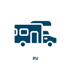 rv vector icon. rv, auto, truck filled icons from flat transportation concept. Isolated black glyph icon, vector illustration symbol element for web design and mobile apps