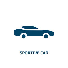 sportive car vector icon. sportive car, championship, sportive filled icons from flat transportation concept. Isolated black glyph icon, vector illustration symbol element for web design and mobile