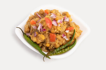 Matar Chole Also Called Chhola Or Bheeghe Chholey Is Spiced, Curry Based Savoury Food Made Of Soaked And Pressure Cooked Ahite Matar Peas Vatana Tossed With Pyaj, Tamatar, Jeera Powder, Paneer