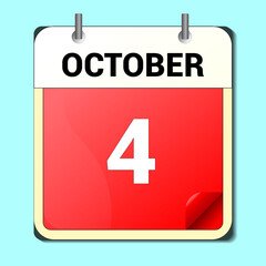 October 4. Calendar icon.Vector illustration,flat style. concept business