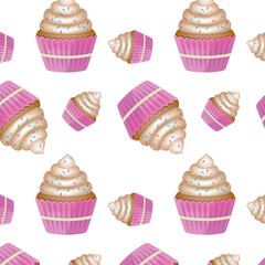 3d colorful cupcake pattern purple cup