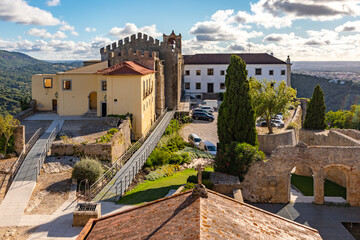 The Castle of Palmela with the Pousada in the middle of the Serra da Arrabida east of Lisbon,...