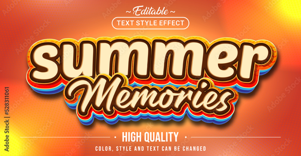 Poster editable text style effect - summer memories text style theme.