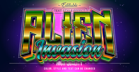 Editable text style effect - Alien Invasion text style theme. © Rtn_Studio