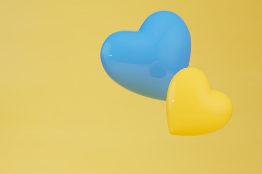 love for Ukraine. yellow and blue balloons in the colors of the flag of ukraine. copy paste. 3d render - Powered by Adobe