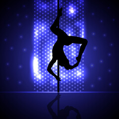 Fototapeta premium Beautiful silhouette of young women dancing a striptease. Sexy pole dancing 