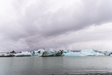 Glacier lake and icebergs.Jökulsarlón iceberg lagoon. South of Iceland
