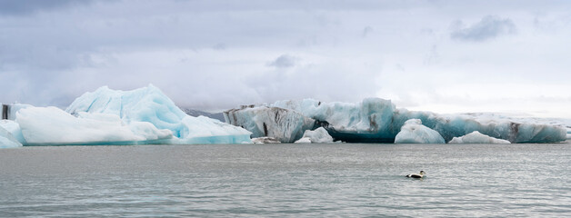 Glacier lake and icebergs. Jökulsarlón iceberg lagoon. South of Iceland