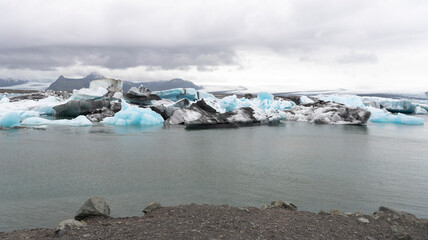 Glacier lake and icebergs.Jökulsarlón iceberg lagoon. South of Iceland