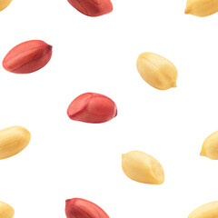 Peanut isolated on white background, SEAMLESS, PATTERN