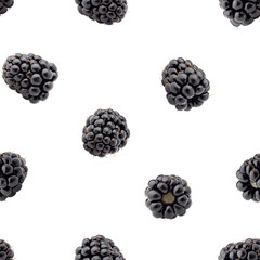 Blackberry isolated on white background, SEAMLESS, PATTERN