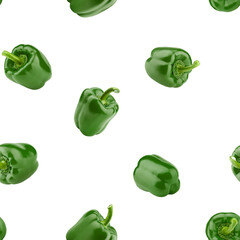 sweet green Pepper, paprika isolated on white background, SEAMLESS, PATTERN