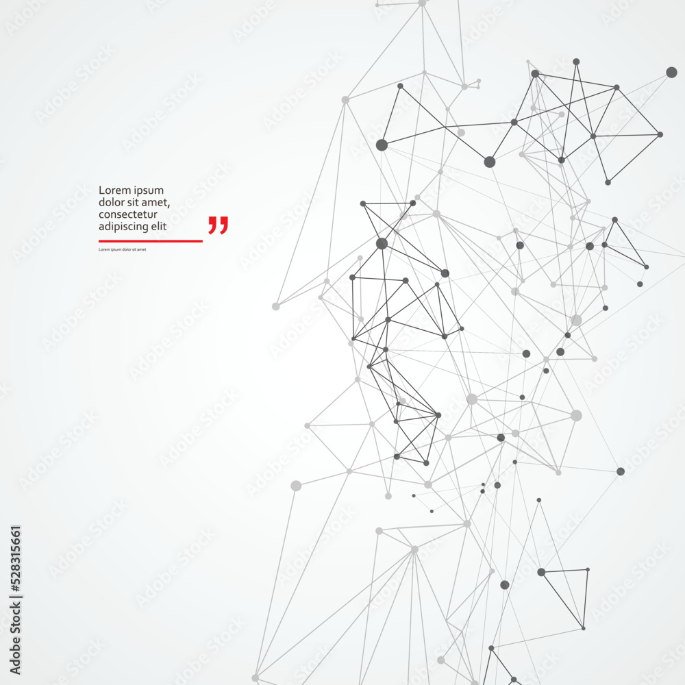 Aufkleber Geometric connected line and dots. Simple technology graphic. Vector science design. Digital vector network background