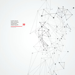 Geometric connected line and dots. Simple technology graphic. Vector science design. Digital vector network background