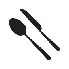 Dining fork knife cutlery icon | Black Vector illustration |